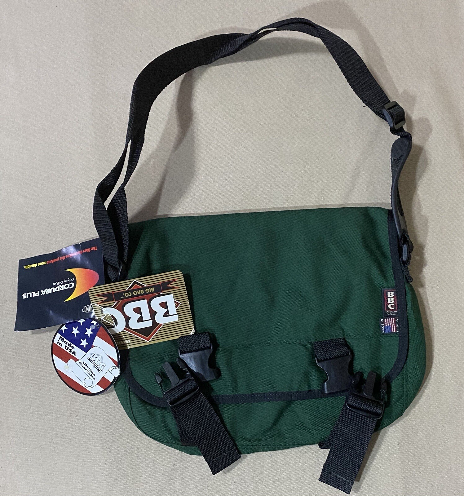 B B C Big Bag Co. Vintage Med. Messenger Bag 13”X10”X4” Cordura Bag Made in USA