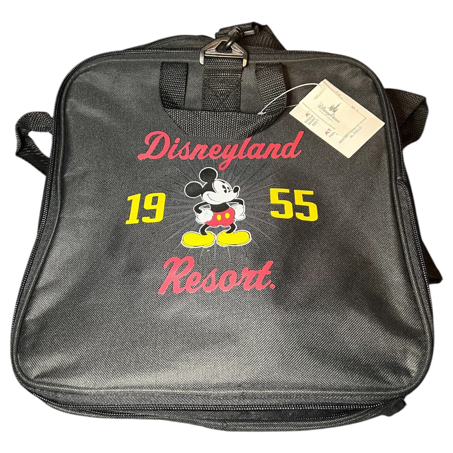 NWT Disneyland Resort 1955 Mickey Mouse Black Collapsible Duffle Travel Gym Bag