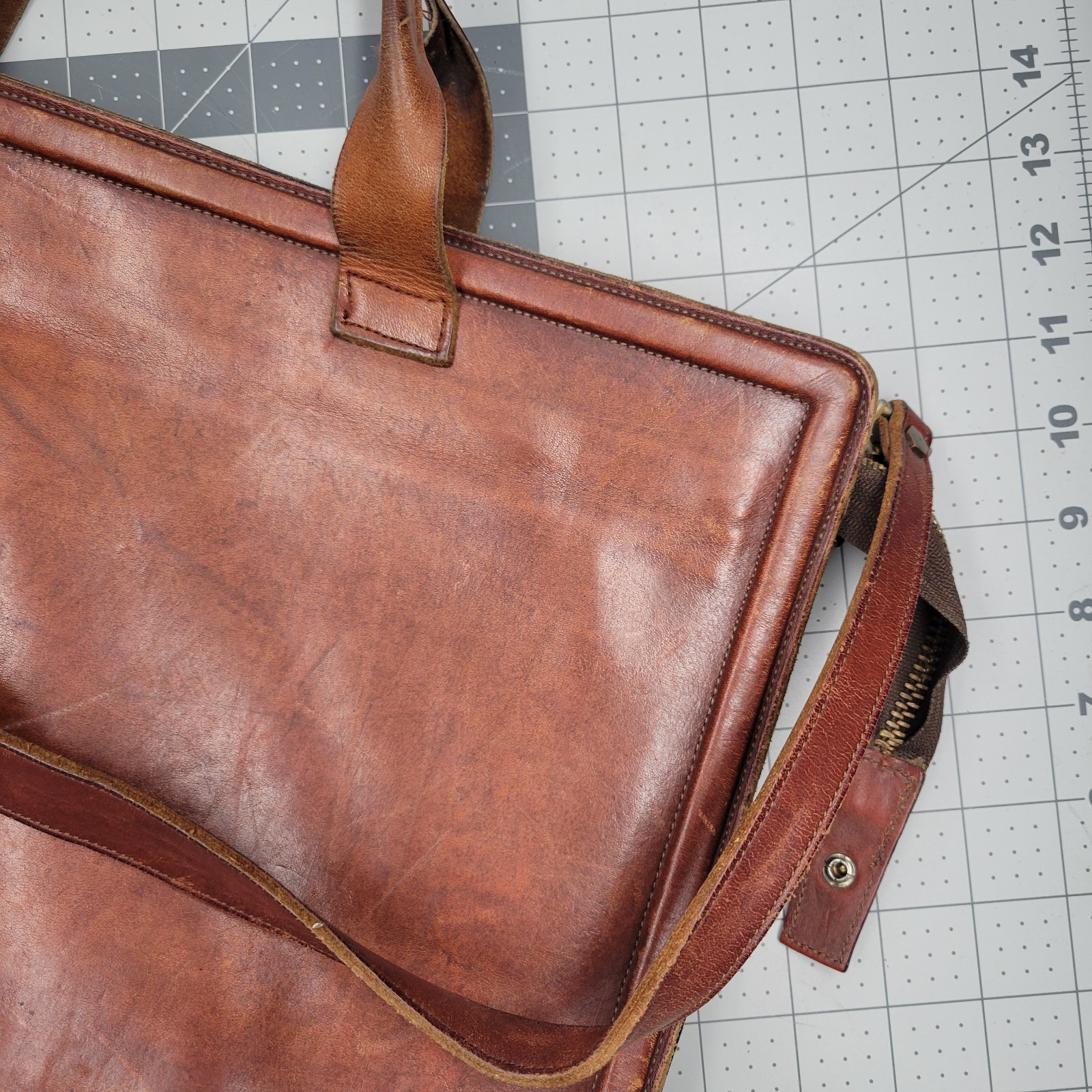Michael Scott English Bridle Leather Briefcase Black Cherry Brown