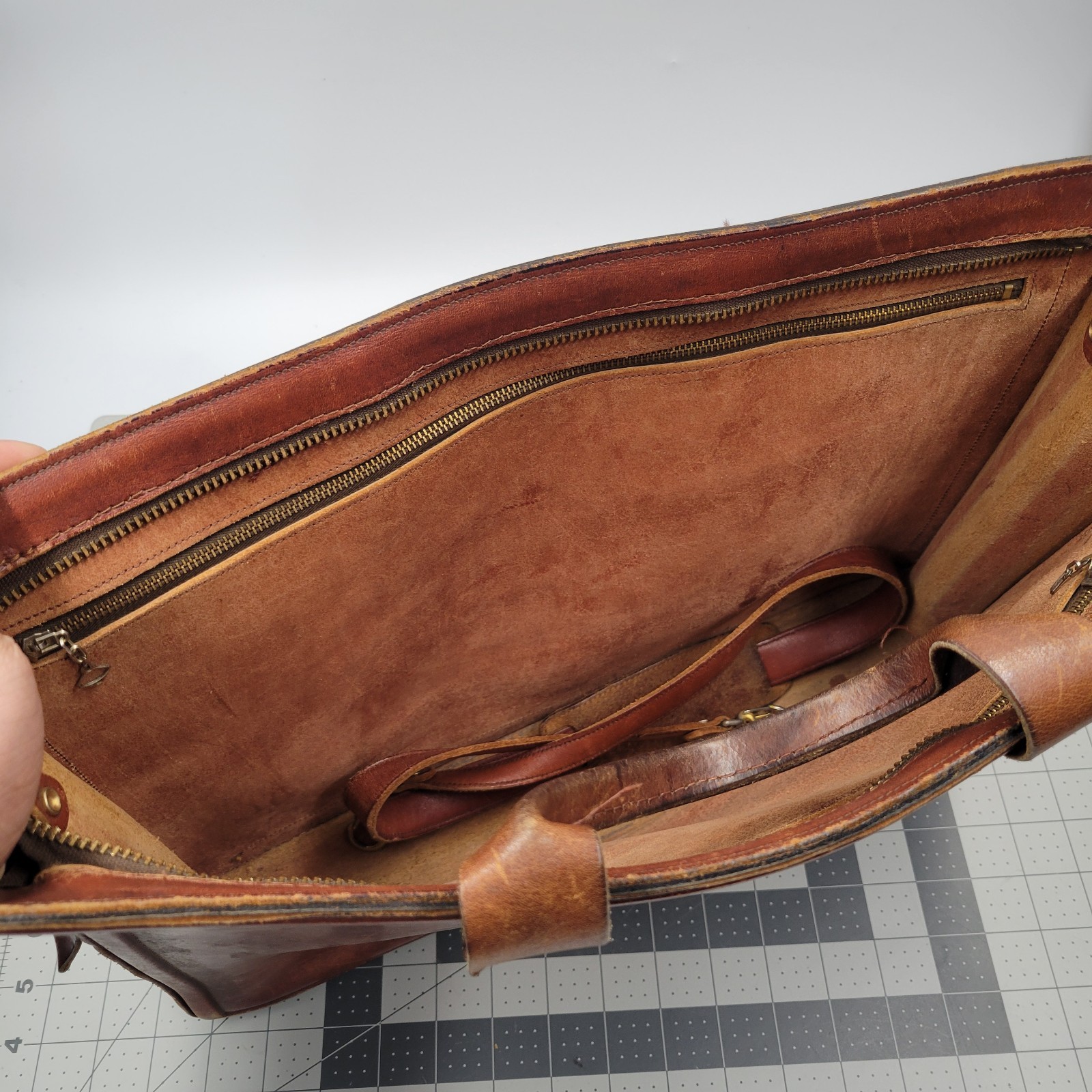 Michael Scott English Bridle Leather Briefcase Black Cherry Brown