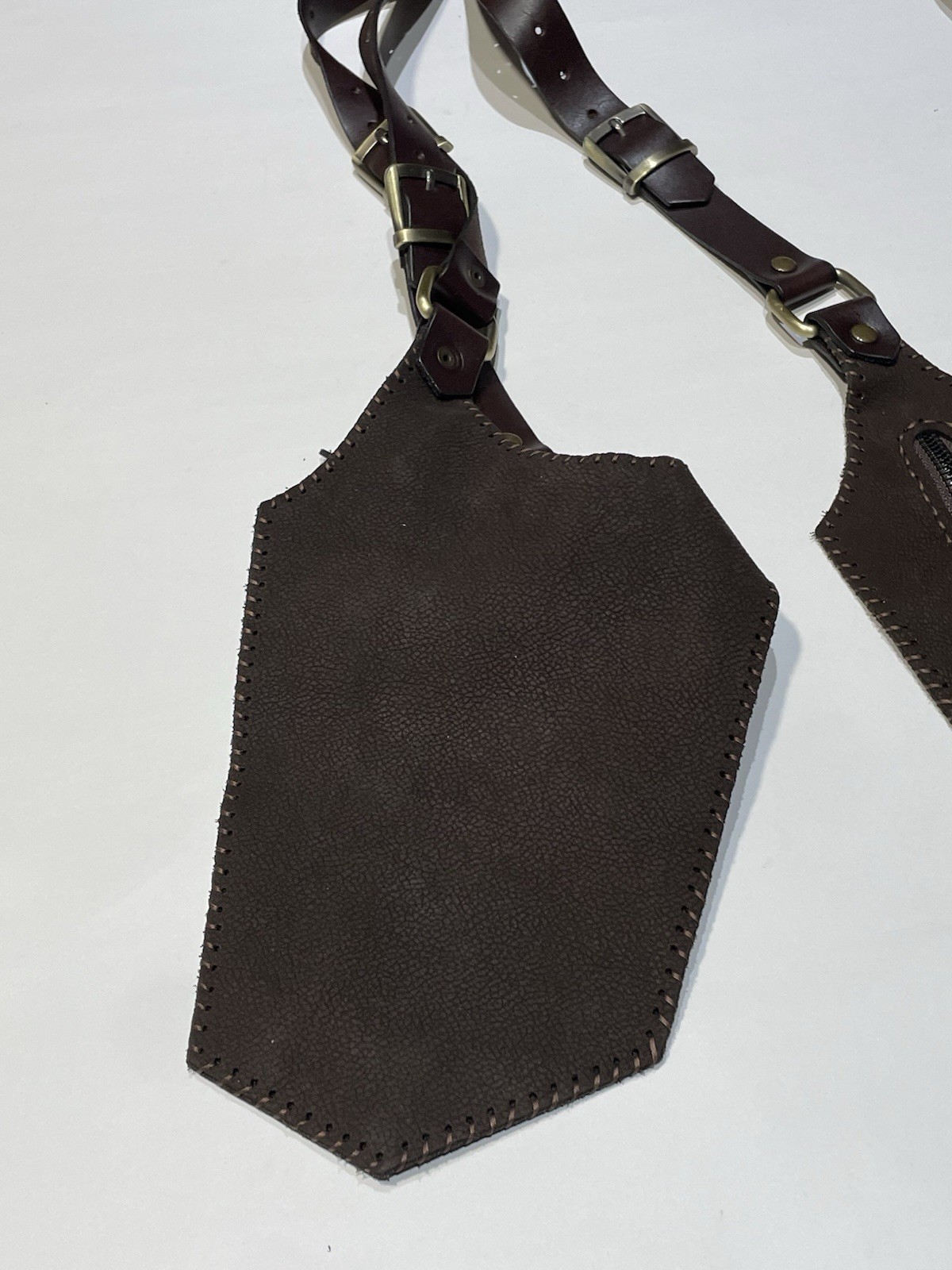 Leather Shoulder Holster Bag Dual Pockets Harness Crossbody Festival Travel Pack