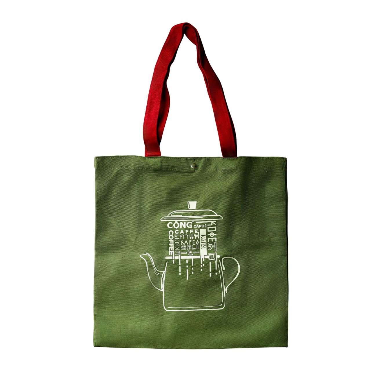 CONG CAPHE – Vietnamese Local Canvas Tote Bag – Stylish & Durable Green