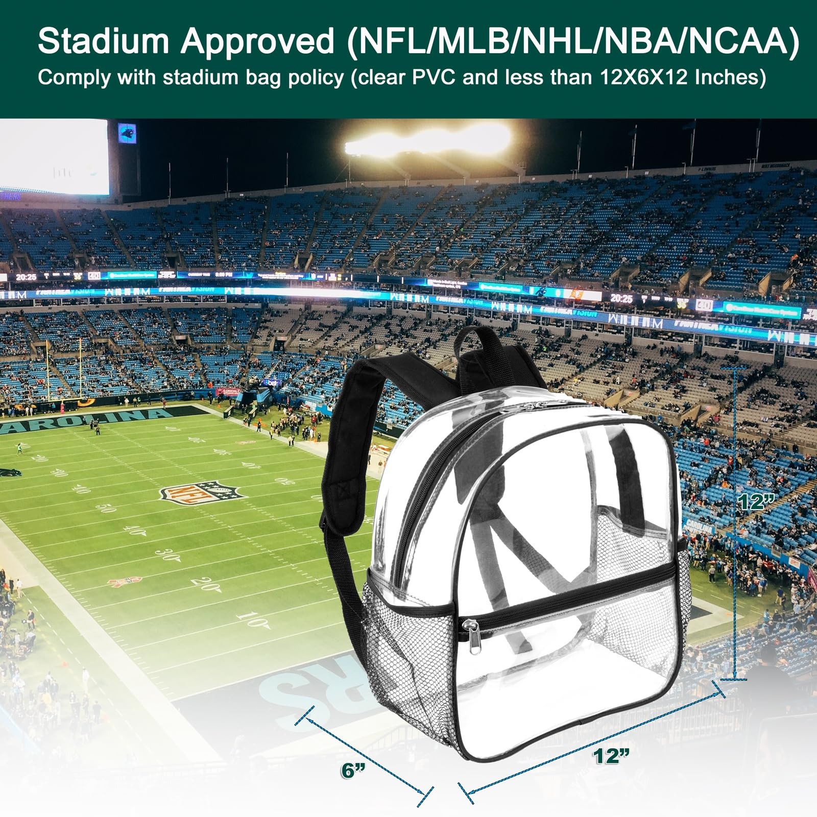 Stadium Approved Clear Backpack 12x6x12 – Mini Clear Bag for Stadium Events, …