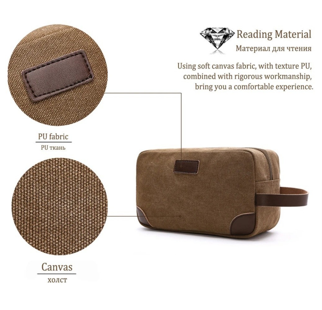 Mens Toiletry Bag Hanging Dopp Kit Canvas Shaving Bag Large Capacity for Travel