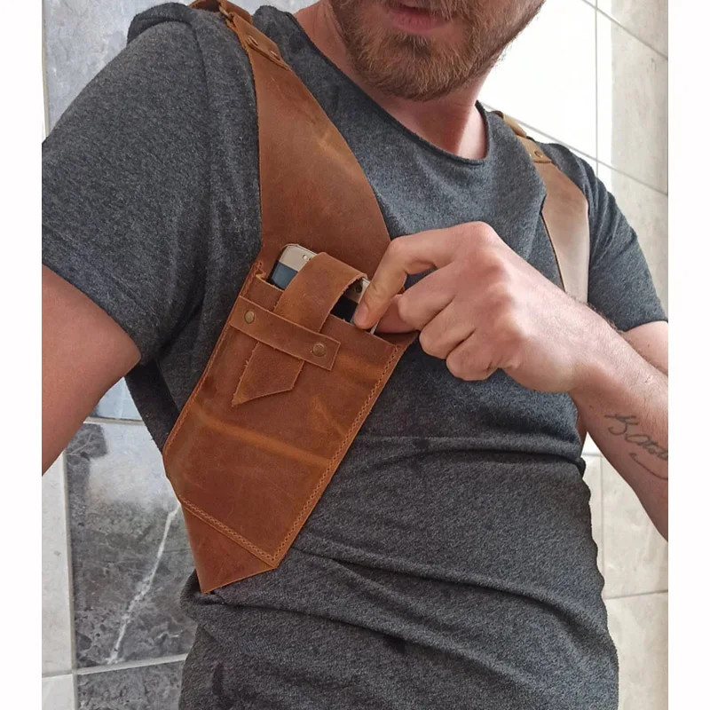 Medieval Steampunk Double Pocket Vest Bag Shoulder Chest Harness Belt Retro