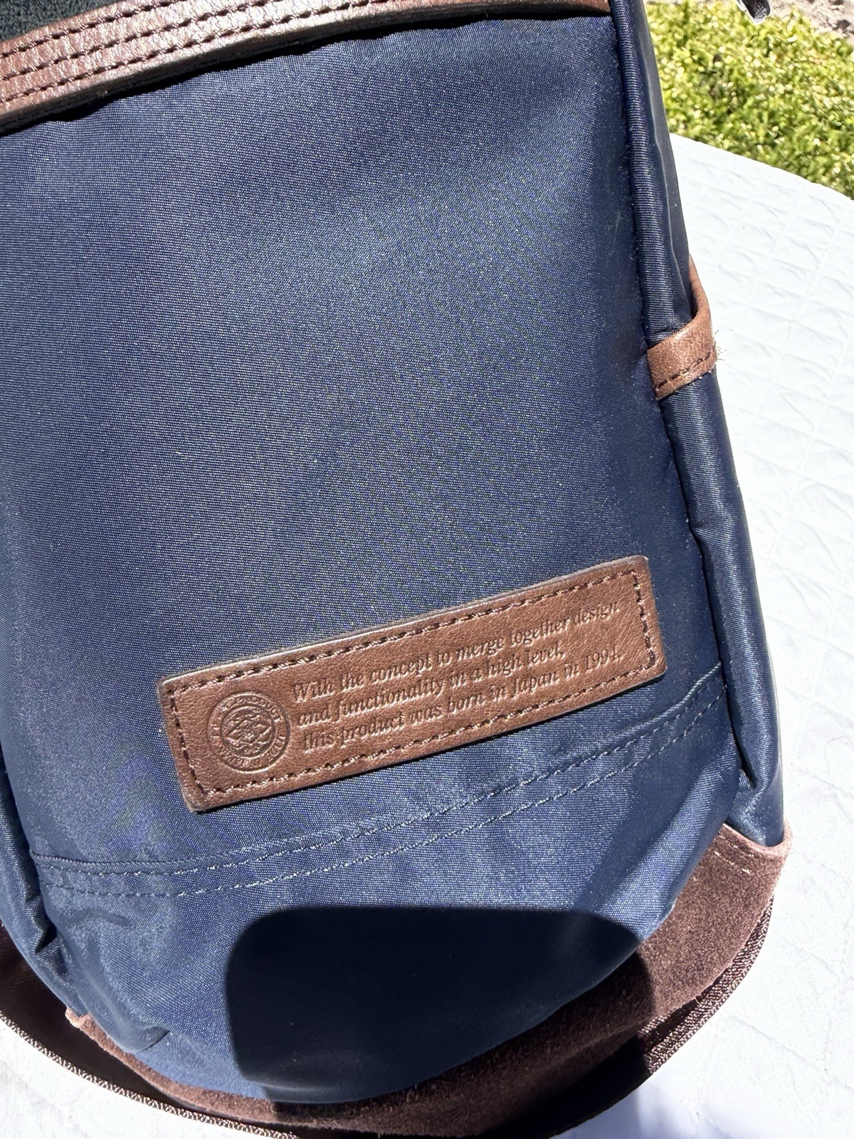 Master-Piece MSPC Japan Crossbody Bag Sling Shoulder Navy Nylon Brown Leather