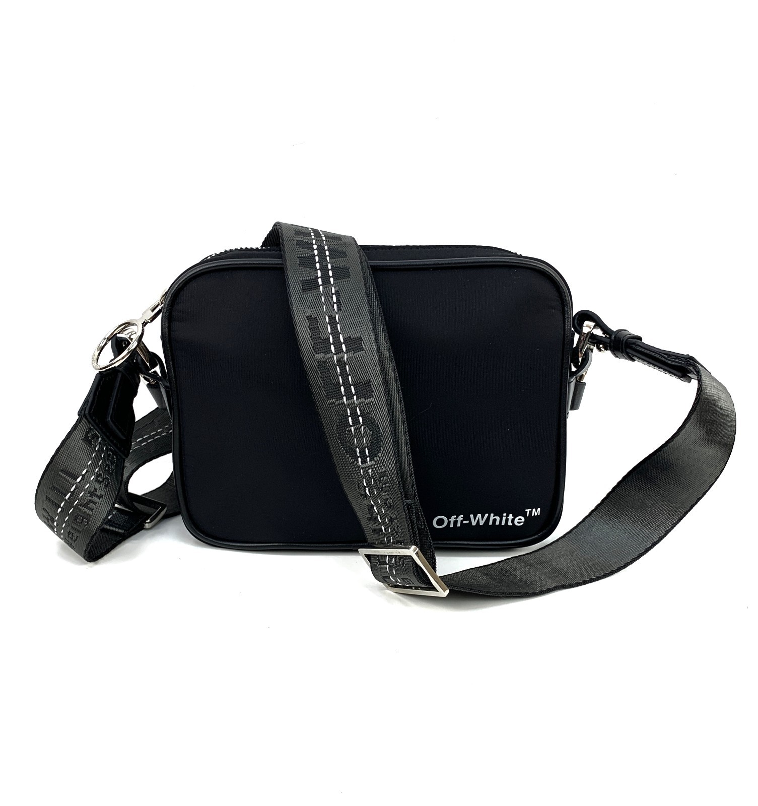Off-White Virgil Abloh Nylon Webbing Messenger Crossbody Bag Black