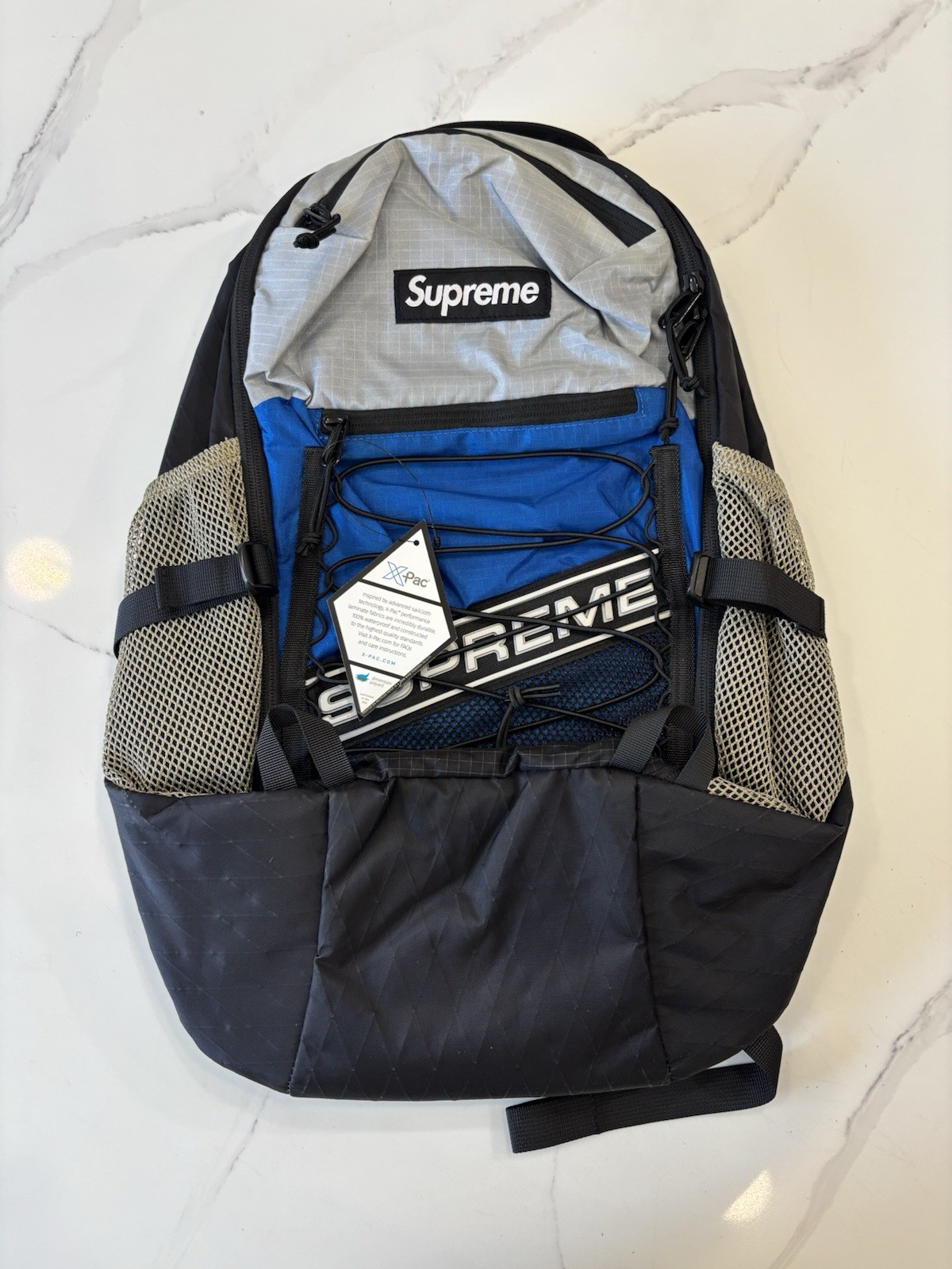 NEW Supreme FW23 3D Logo Backpack Blue Black Box Logo X-Pac Ripstop School Bag