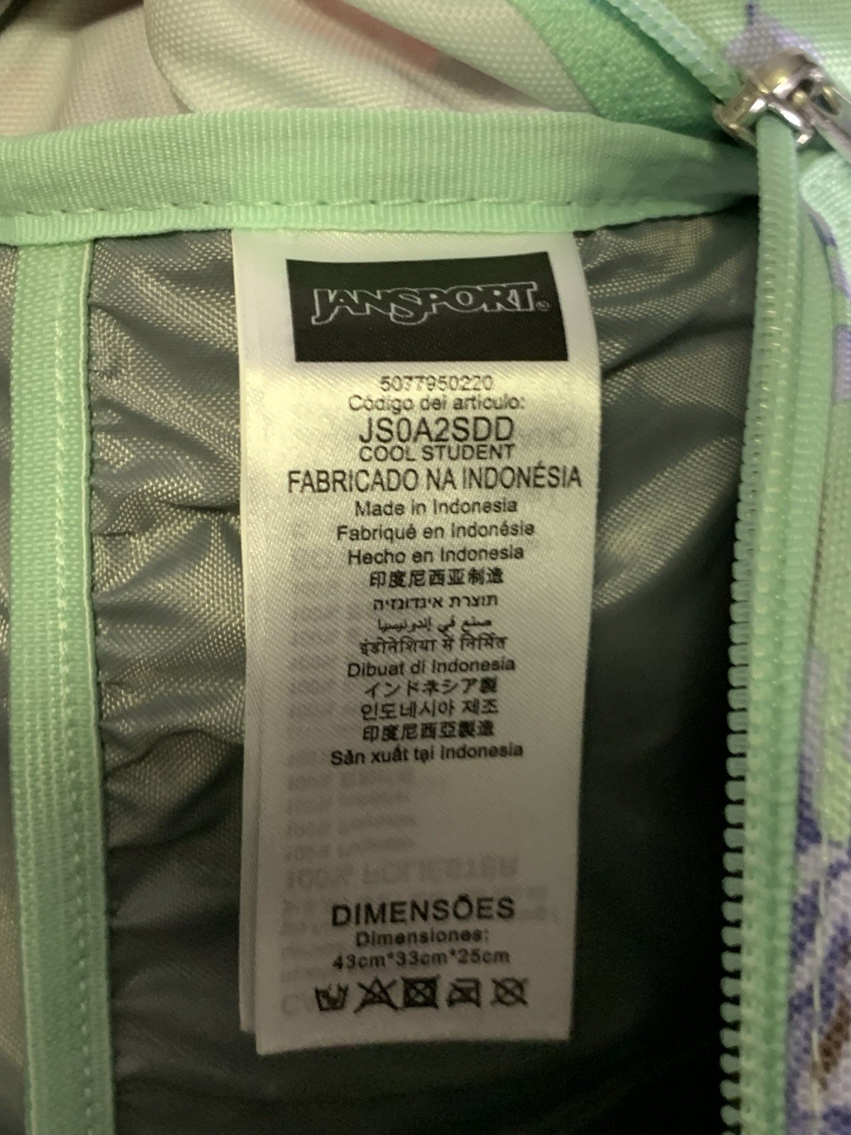 JanSport Superbreak Backpack, Vintage Irises Cool Student Leather Bottom Aqua