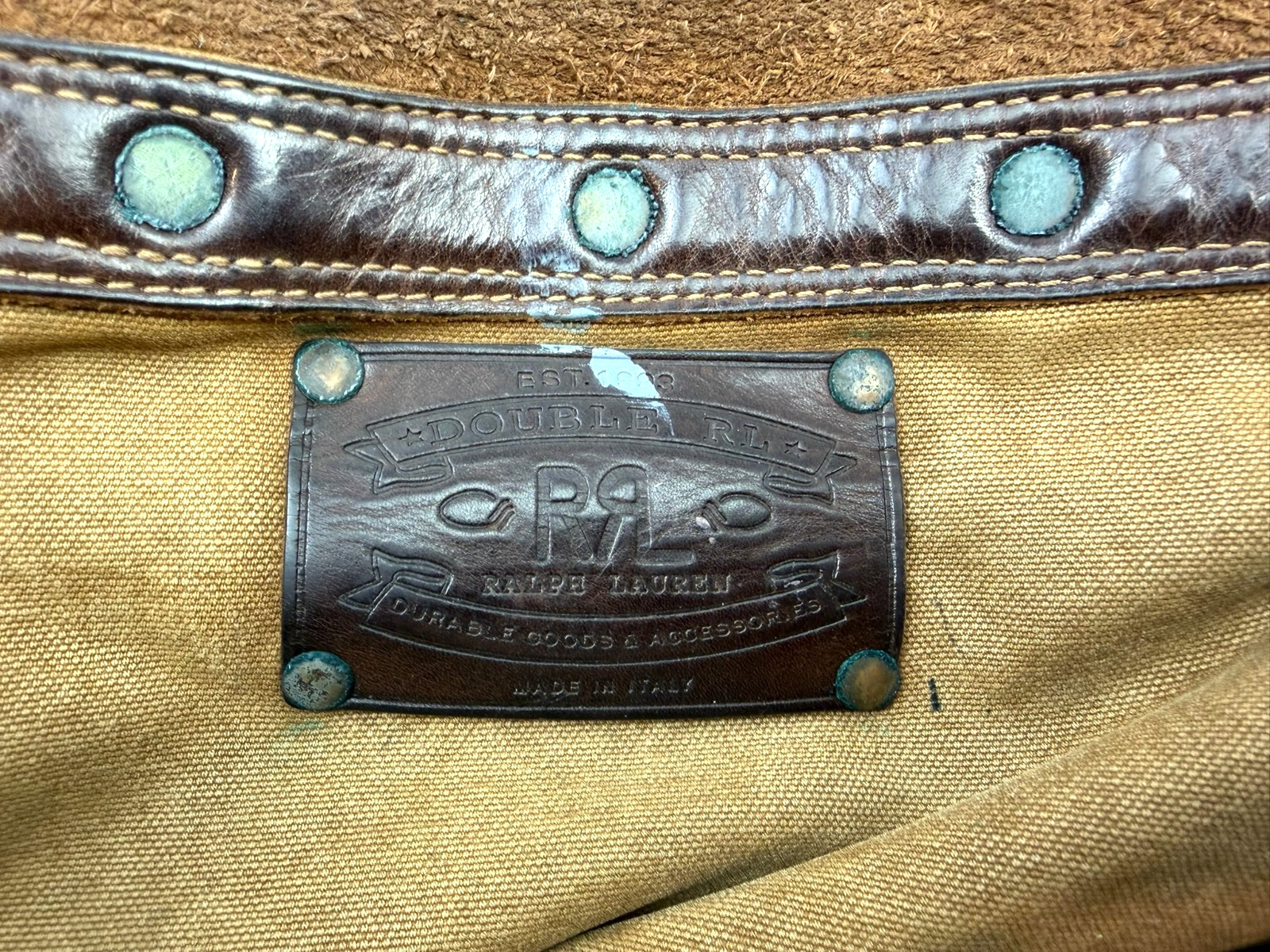 Vintage RRL Double RL Ralph Leather & Canvas Messenger Shoulder Bag DISTRESSED