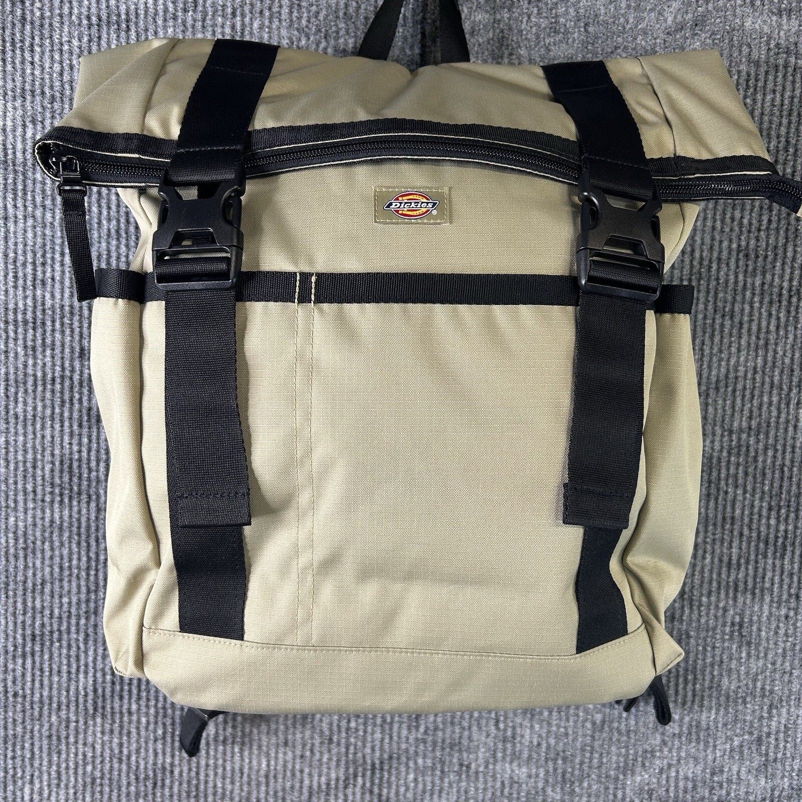New Dickies Backpack Ashville Roll Top Khaki Water Bottle Side Pockets