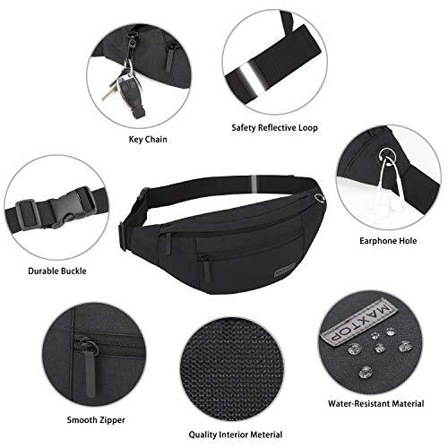 Large Crossbody Black(4 Zipper Pockets) Large Fanny Pack(4 Zipper Pockets)