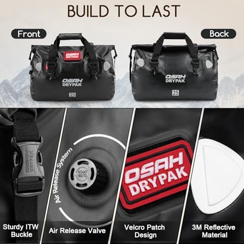 Waterproof Duffel Bag – Motorcycle Dry Bag Tail Bag with Large 40L Black