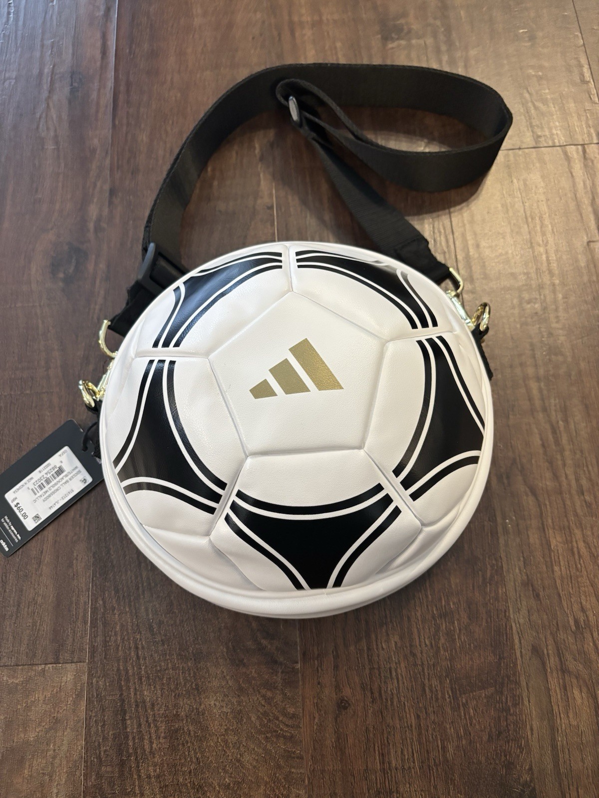 adidas Soccer Ball Crossbody Bag White Black Logo FIFA Adjustable Strap JL4146