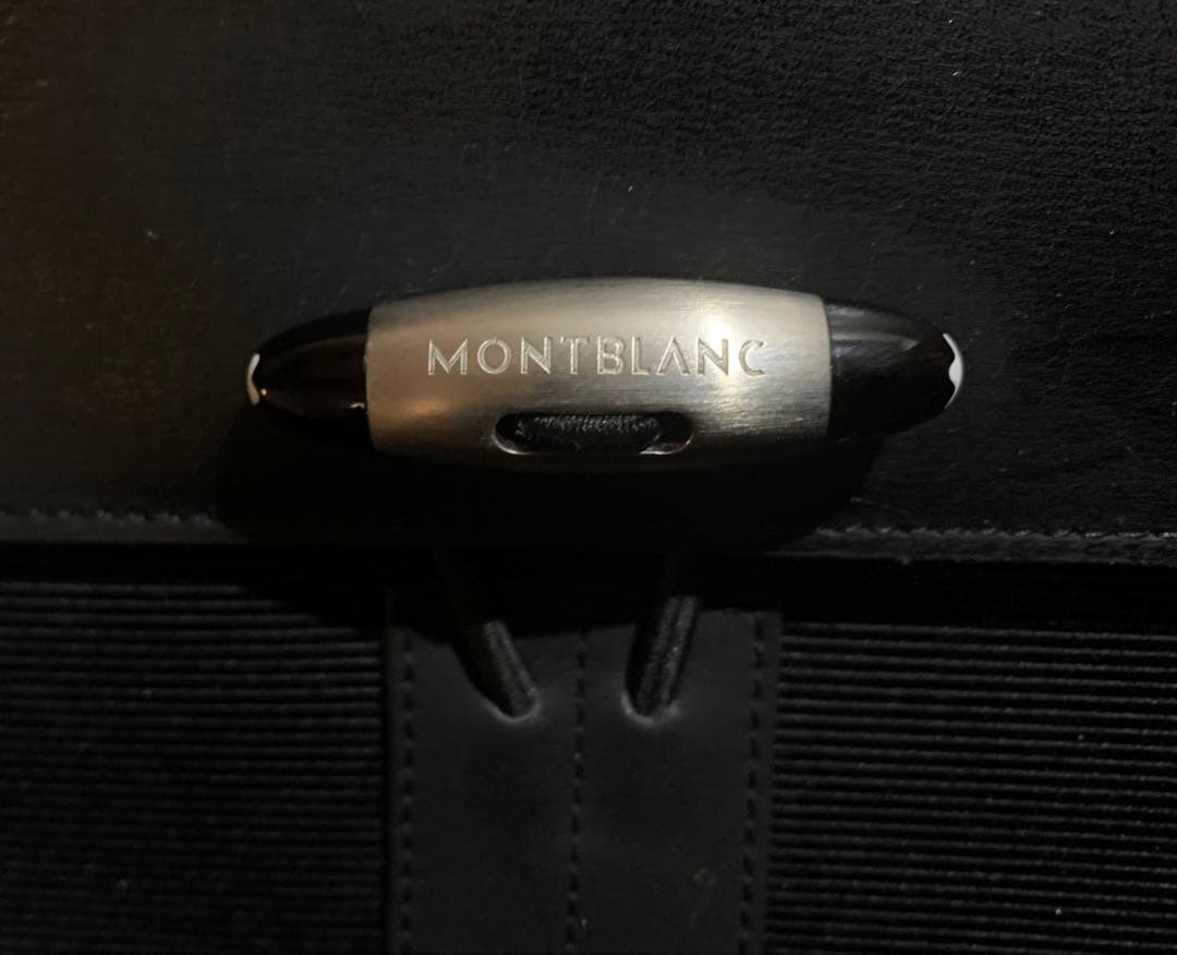 Montblanc Business Bag Black Canvas Leather Classic Briefcase Matte Finish
