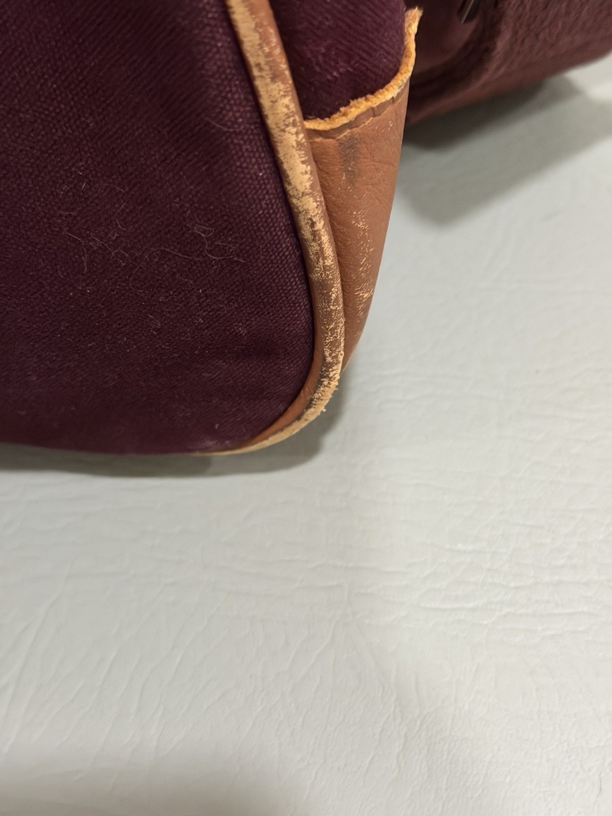 Lands End Bag Heavy Canvas Leather Duffle Deluxe Square Rigger Burgundy USA