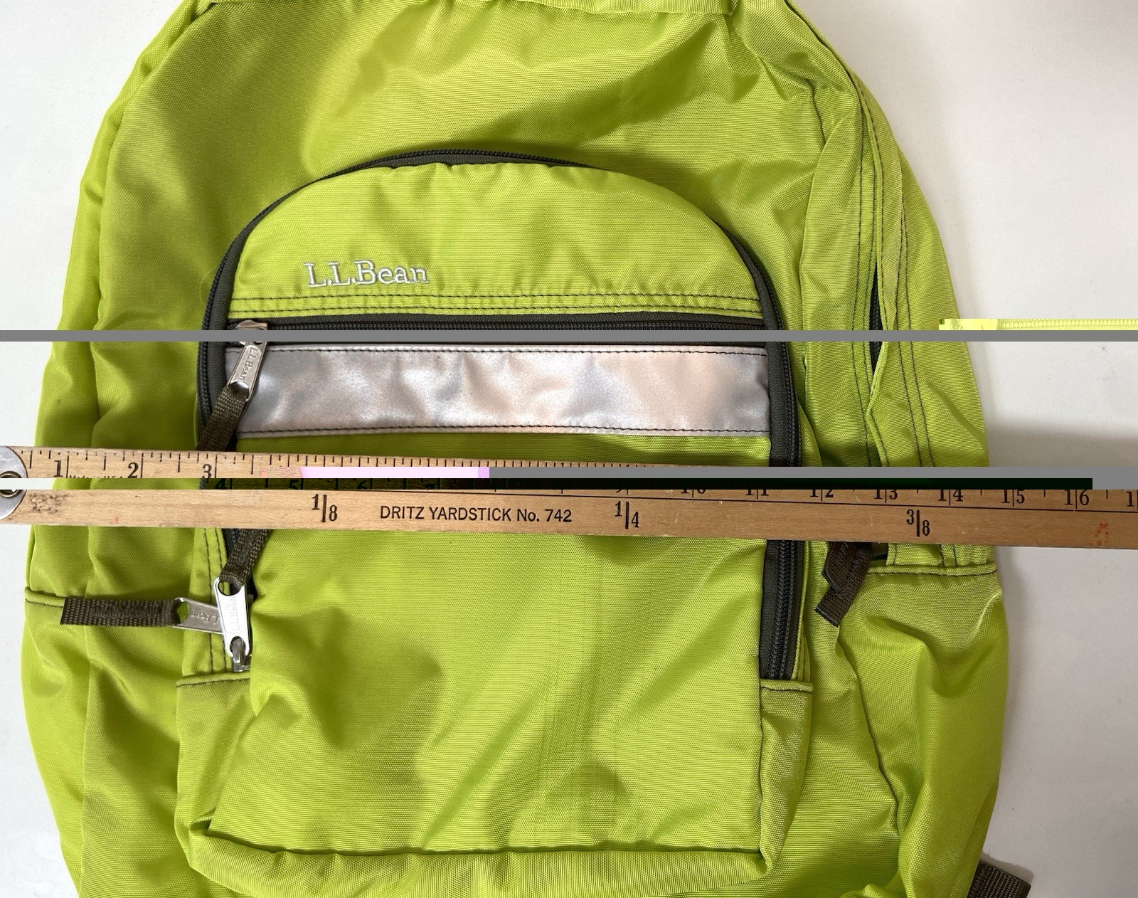 Retro LL Bean Youth Backpack Reflective Nylon Neon Green Daypack Hiking BTS