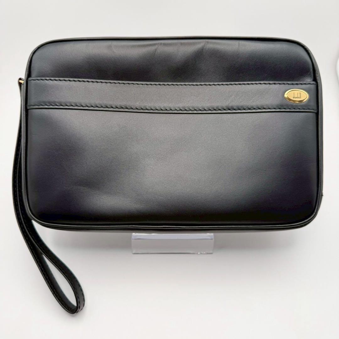 Dunhill Men’s Black Leather Second Bag Clutch Business Formal Vintage