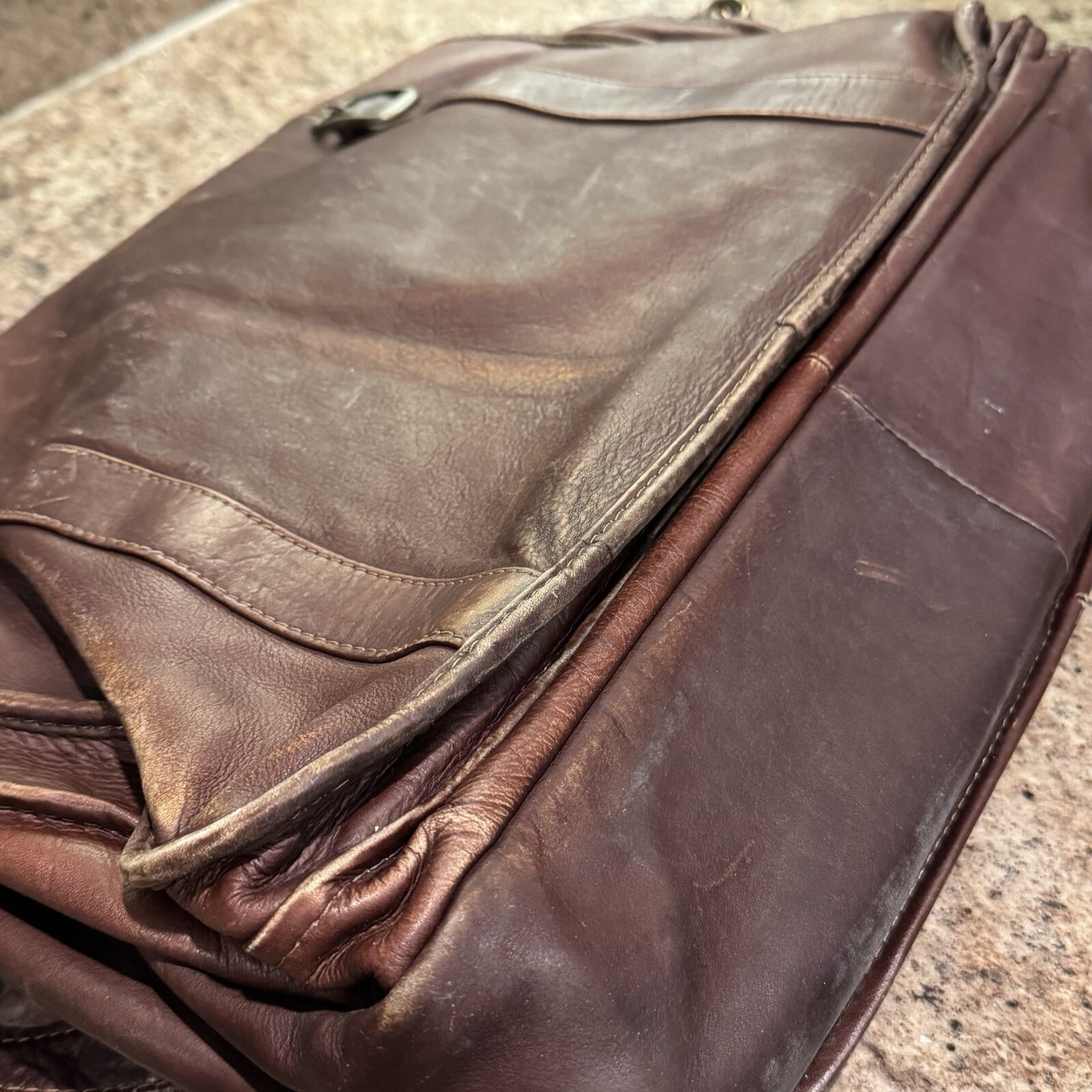 PM4 Manufacturas Quintero Colombia Brown Genuine Leather Laptop Messenger Bag