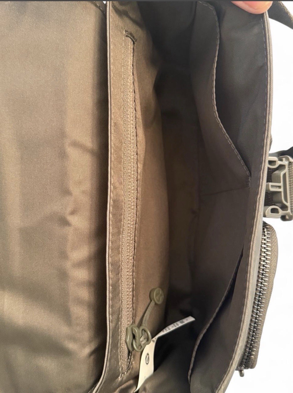Lululemon Olive Green Crossbody Bag Adjustable Strap Zip Pockets Travel