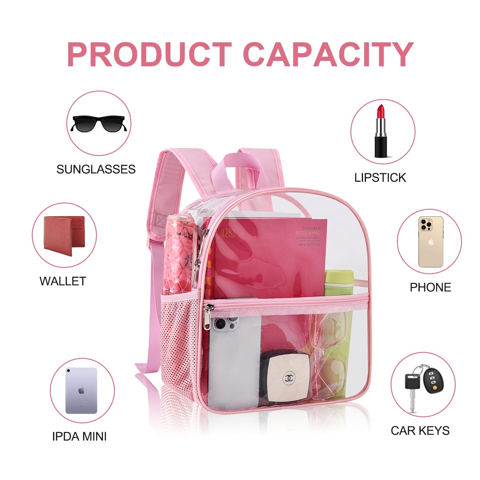 Clear Backpack for Stadium Events Stadium Backpack Waterproof 12x6x12 Clear B…