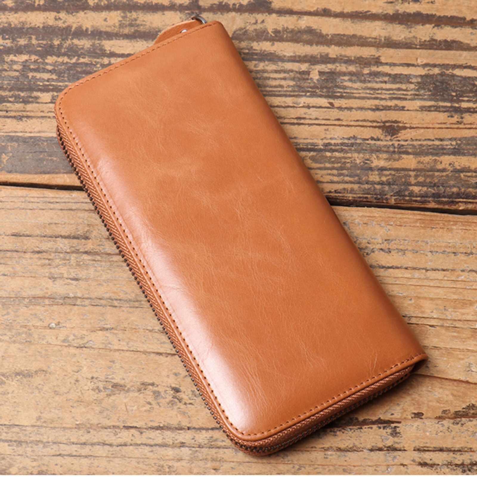 Mens Leather Zip Around Wallet RFID Blocking Long Card Holder Large Capacity