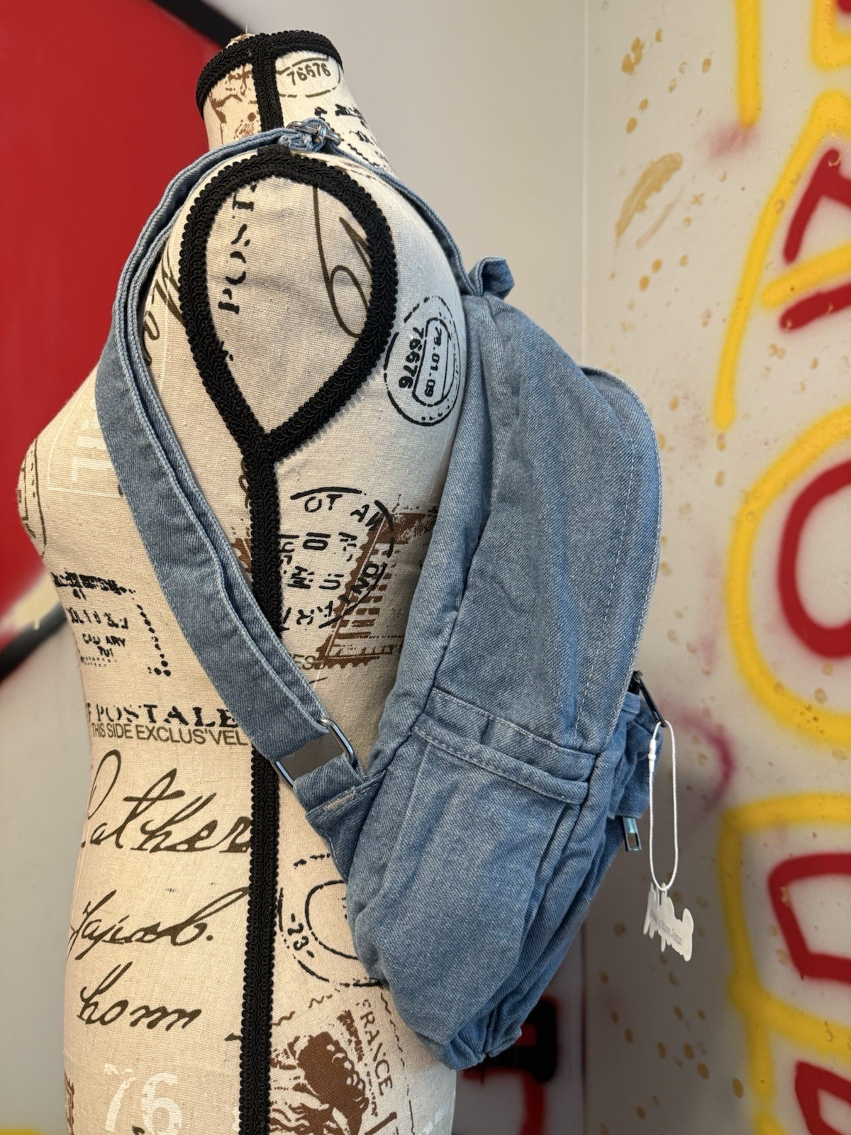Been Dope Supply Light Denim Backpack Logo Embroidered 15in x 12in
