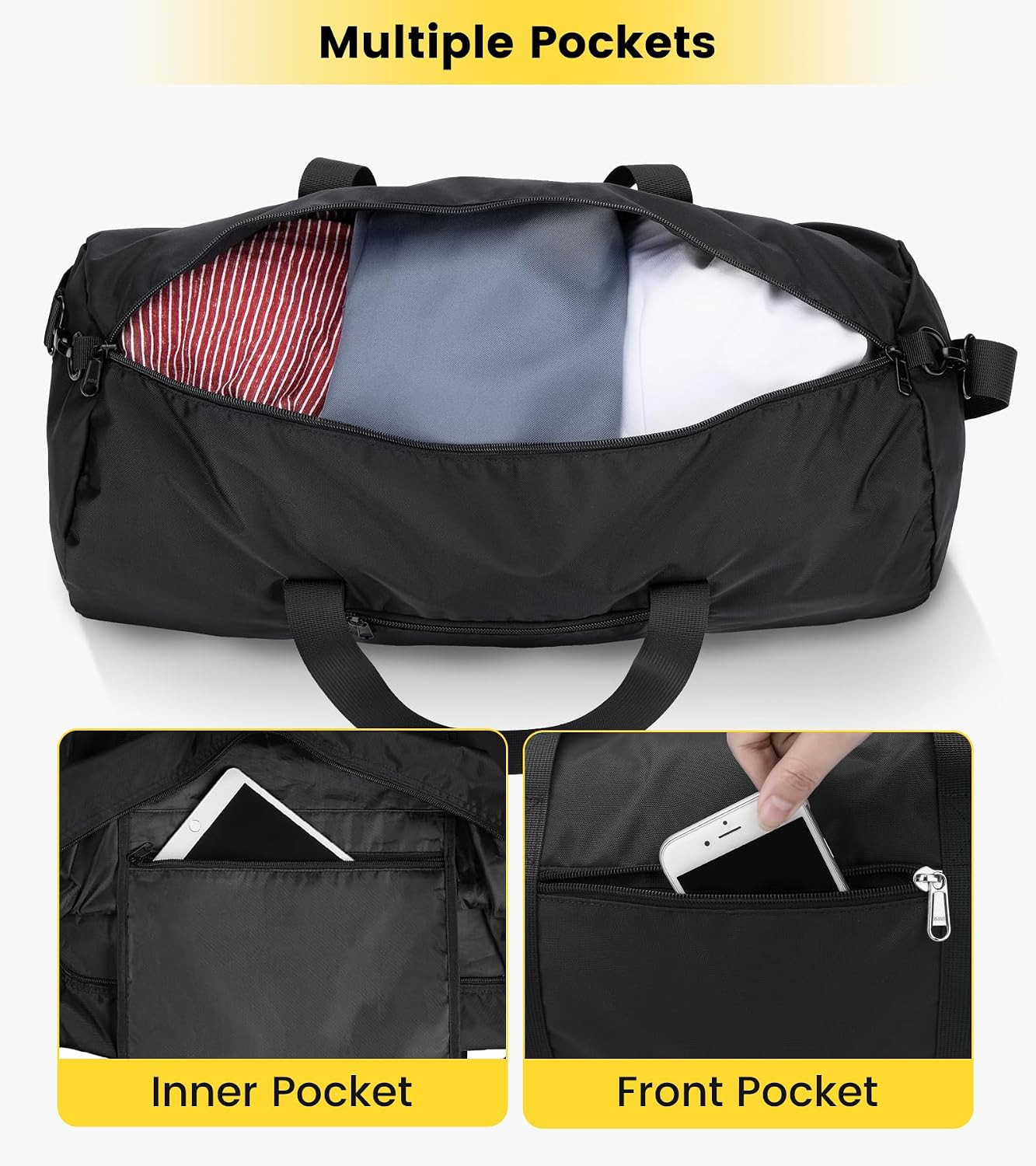 Duffel Bag 20-24-28 Inches Foldable Gym Bag for Men Women Duffle Bag Lightweight