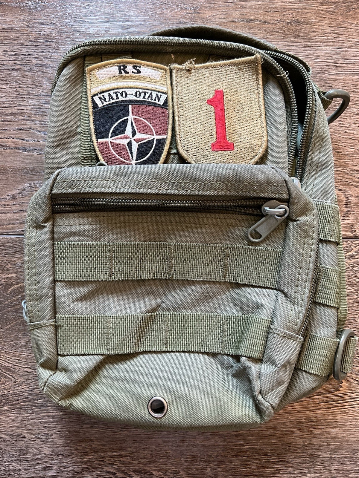 Green Nylon Tactical Multiple Compartments Heavy Duty Sling Bag *No Strap*