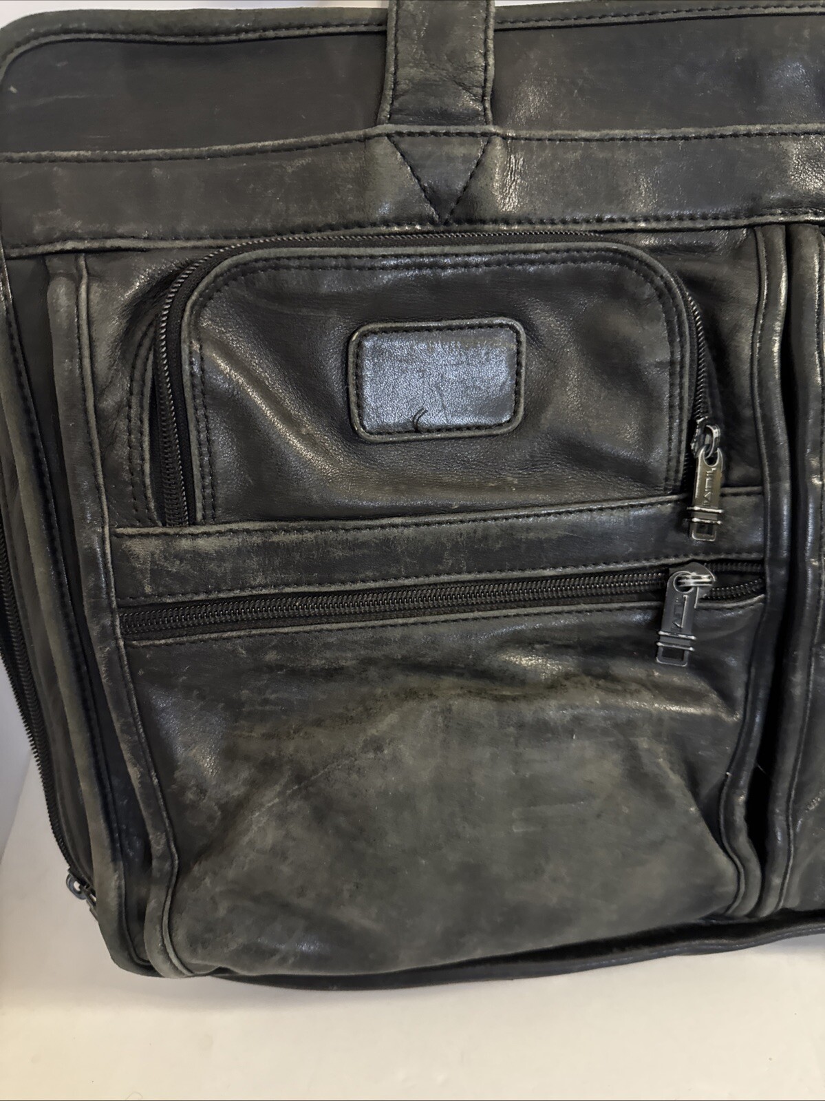 Tumi Alpha Series Black Napa Leather Expandable Briefcase 9674D3