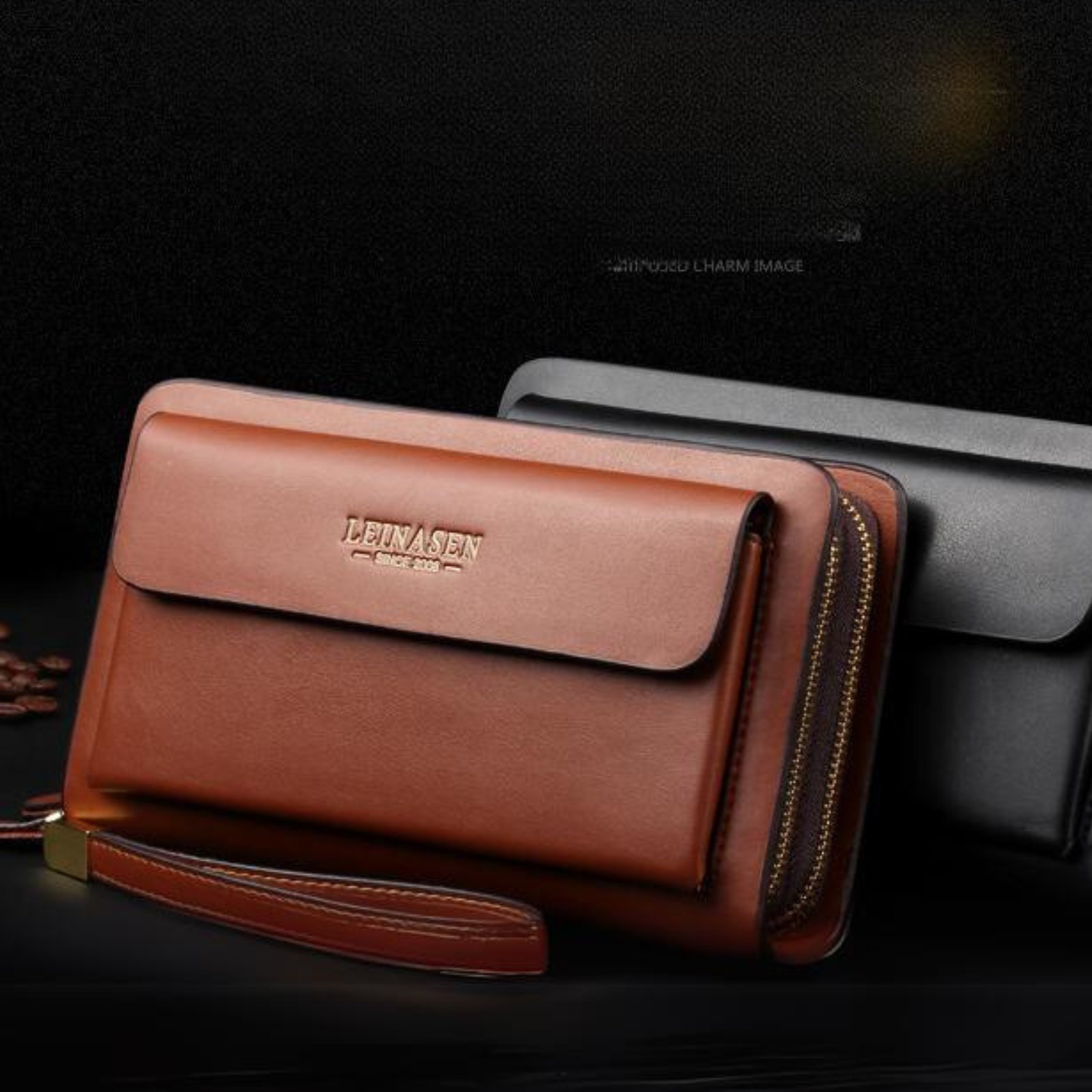 Mens Wallet Leather Zipper Large Phone Card Holder Bag Business Clutch Handbag