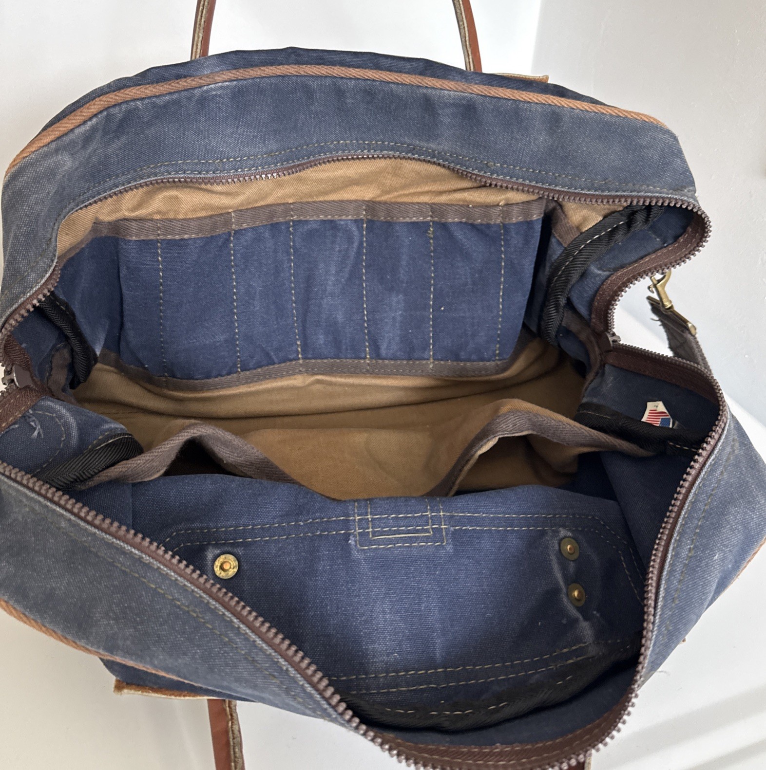 Duluth Pack Minn. Blue Canvas Leather Briefcase USA Travel Bag VTG Well Used