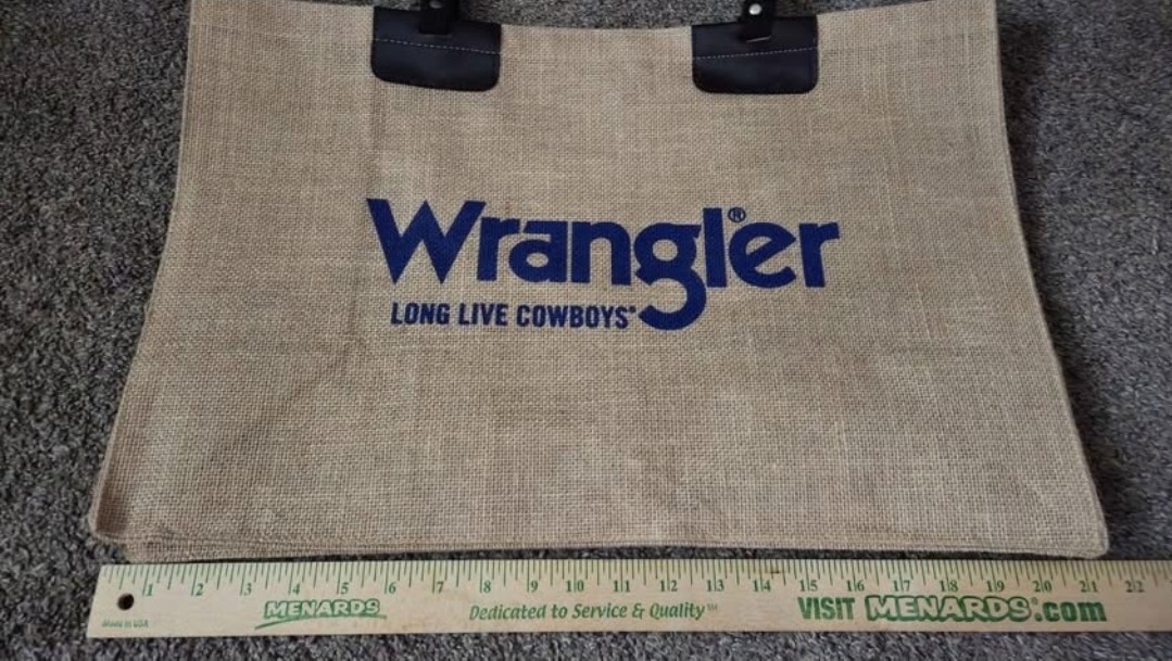 Large Burlap Wrangler “Long Live Cowboys” Tote Bag