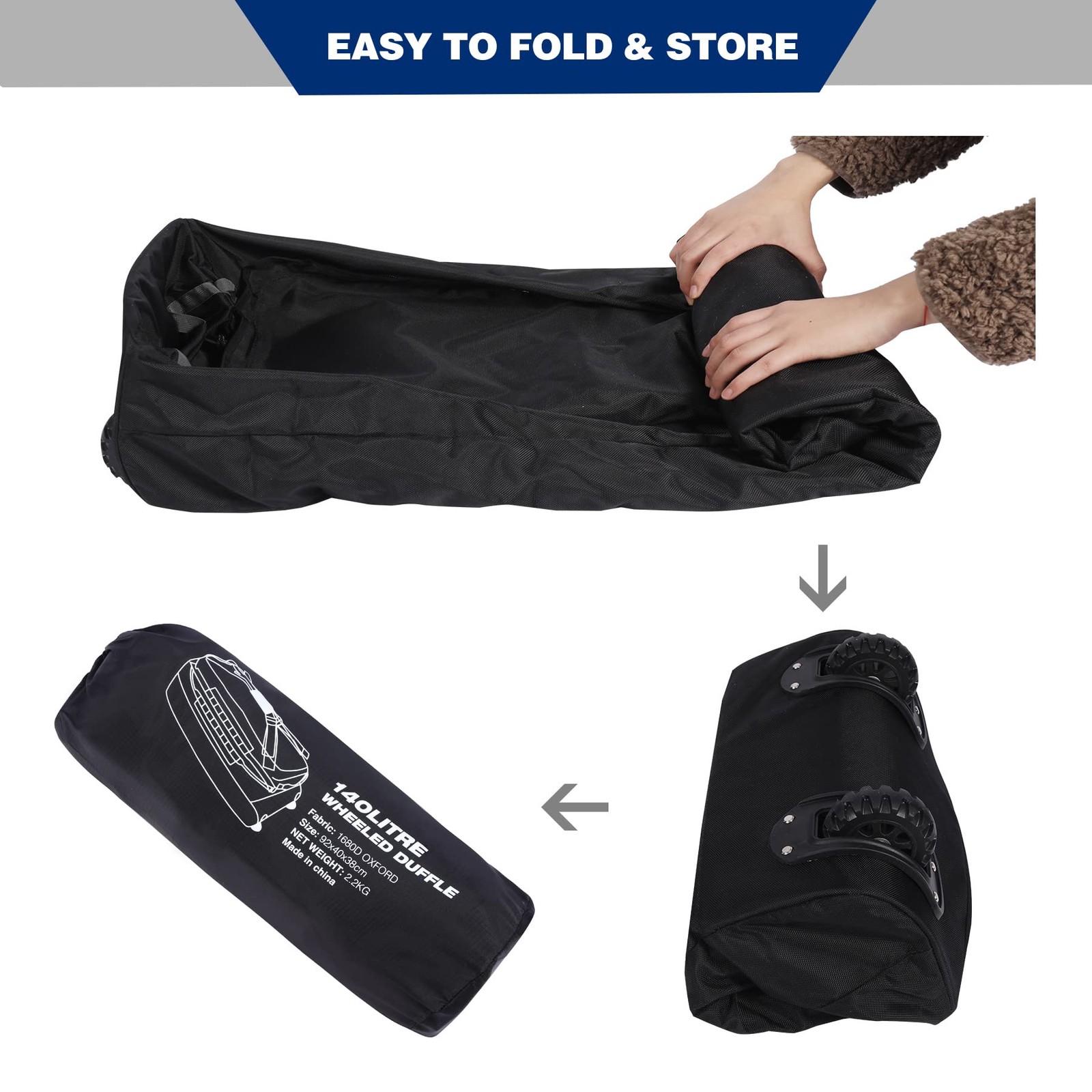 85L/120L/140L Foldable Duffle Bag with Wheels, Large Travel Duffel Bag, 140l …