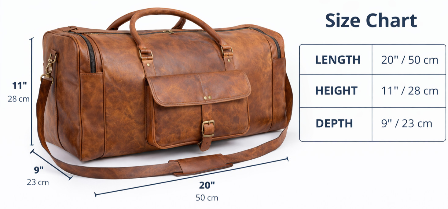 Authentic Leather Travel Duffel Bag Large Capacity Weekender Gym Luxury Spacious