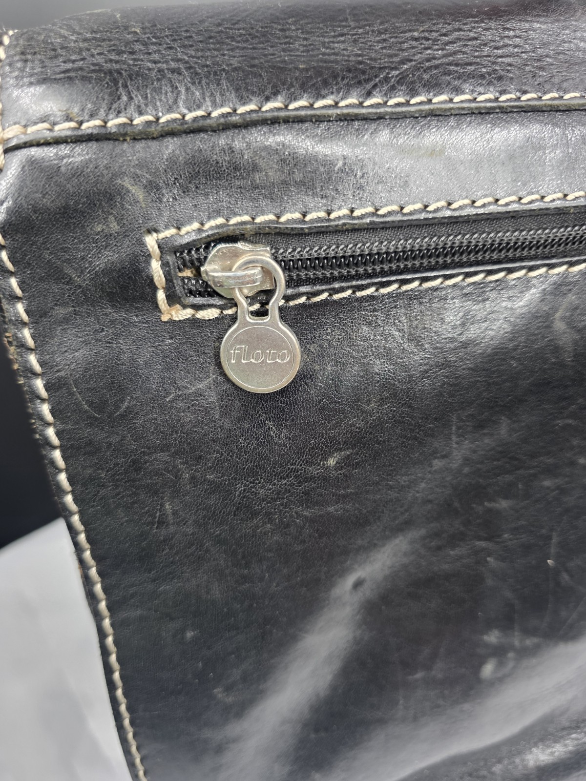 Floto Firenze Italian Leather Briefcase Portfolio Work Bag Black Handmade Italy
