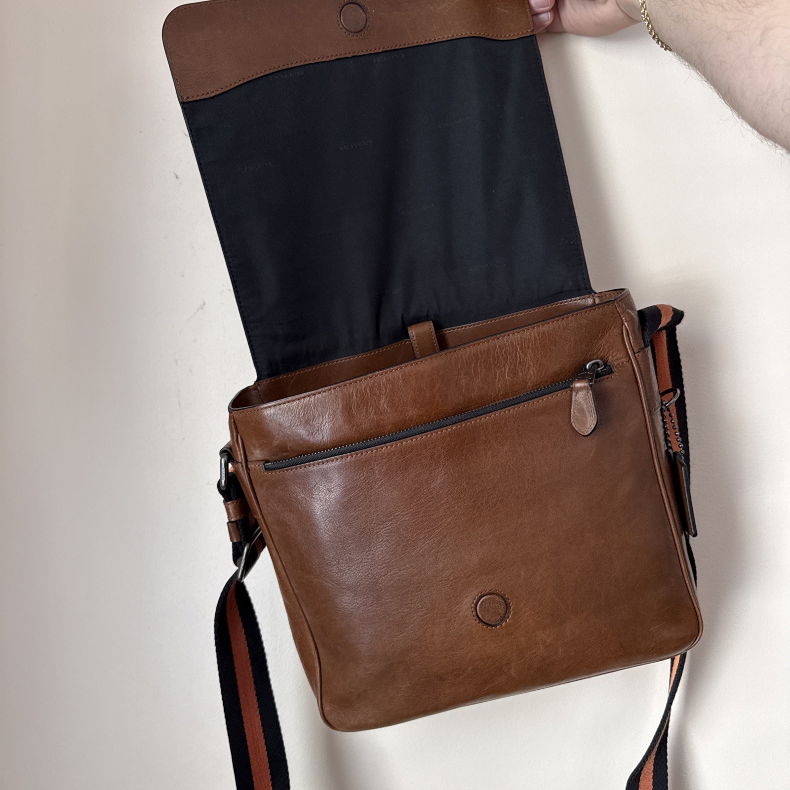 Coach Metropolitan Map Bag Tan Brown Sport Calf Leather Flap Messenger #72116