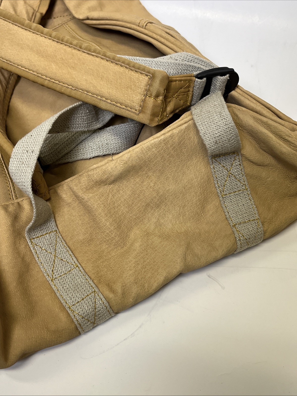 Camel Cigarettes Beige Tan Leather Backpack 16″x16″