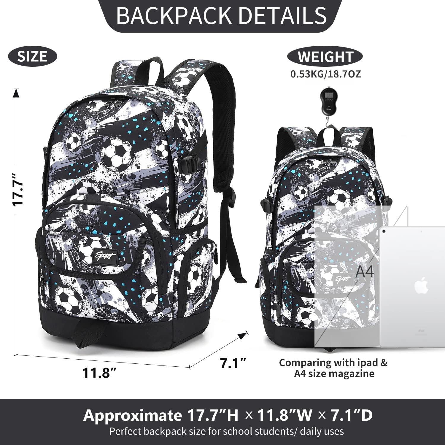 School Backpack Travel Bag Lightweight College Back Pack with Laptop Compartmen