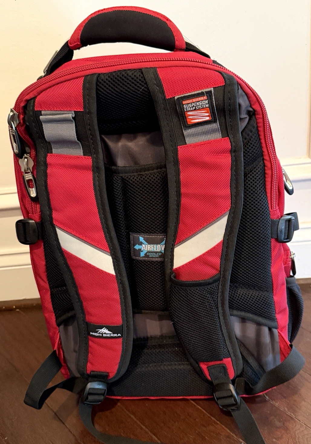 High Sierra Elite 17″ Laptop Backpack Business Travel Tech Bag Red/Gray Black