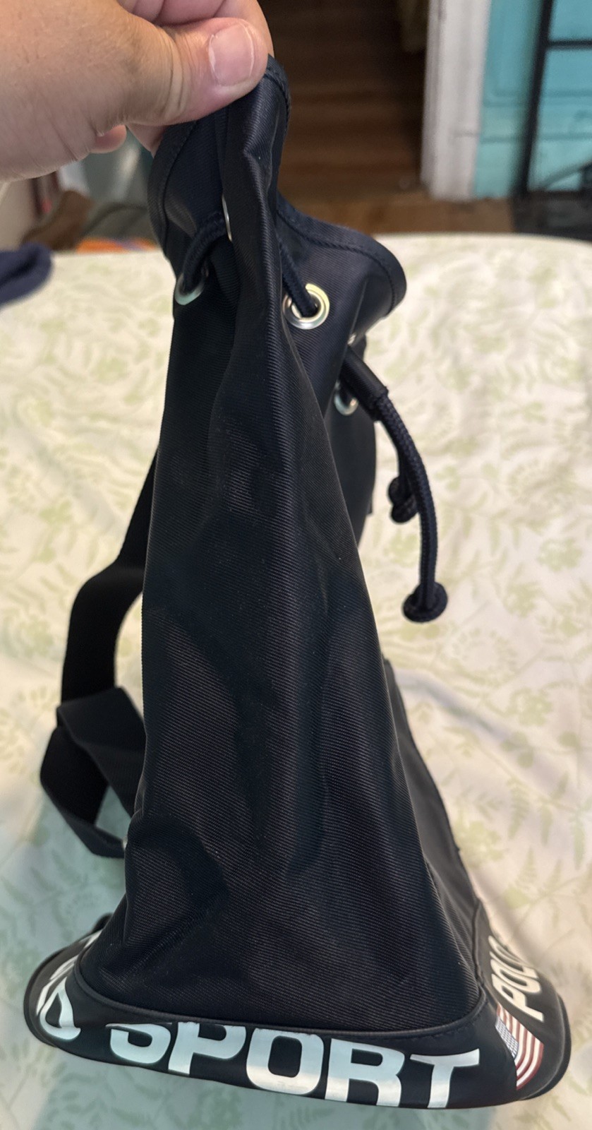 Vtg 90s Polo Sport Ralph Lauren Bucket Bag Drawstring Closure EUC Navy