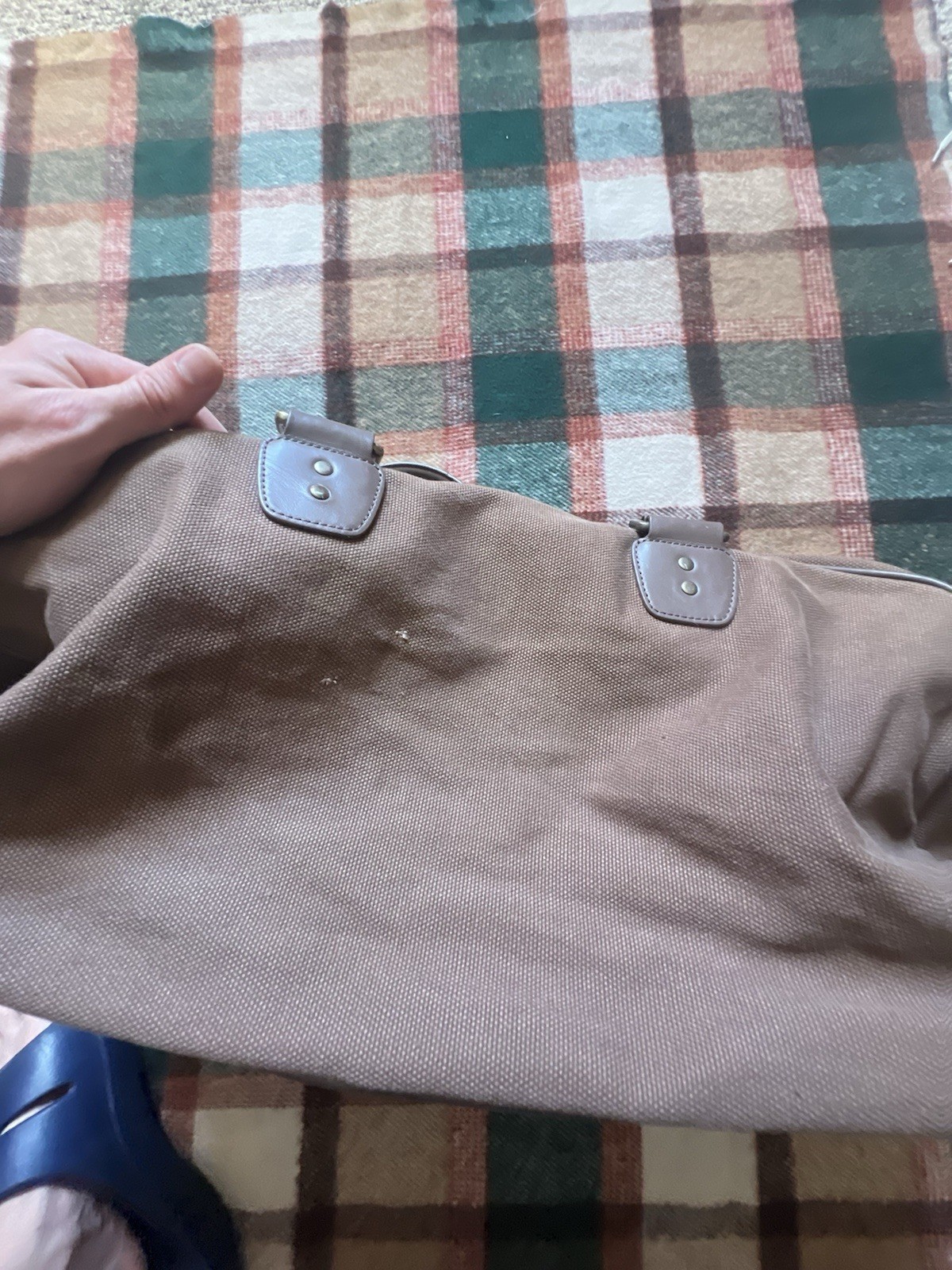 PUMA Clyde Duffle Bag Brown Canvas 22in Long Zipper Hand Bag