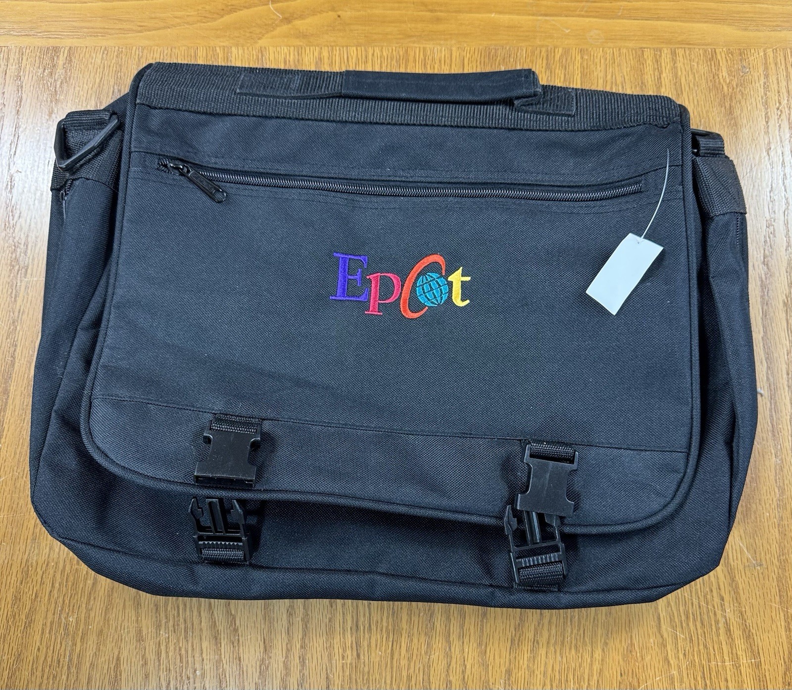 Disney Epcot Center Messenger Bag Black Embroidered Logo Laptop Briefcase 18×12