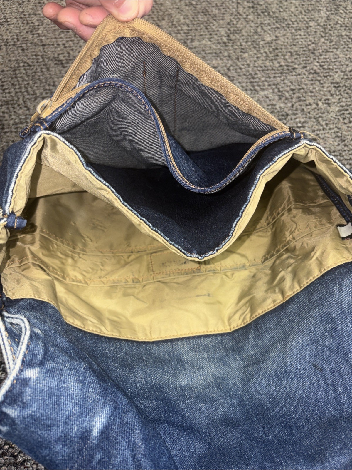 Vintage Volcom Denim Messenger Bag 90s/Y2k Style Blue Jeans Embroidered Skater