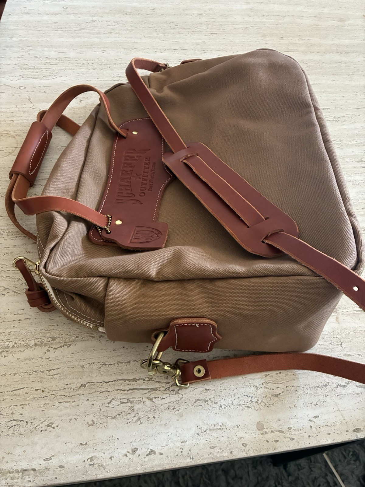Schaefer Outfitters Tan Brown Men’s Briefcase Canvas Leather Like Filson