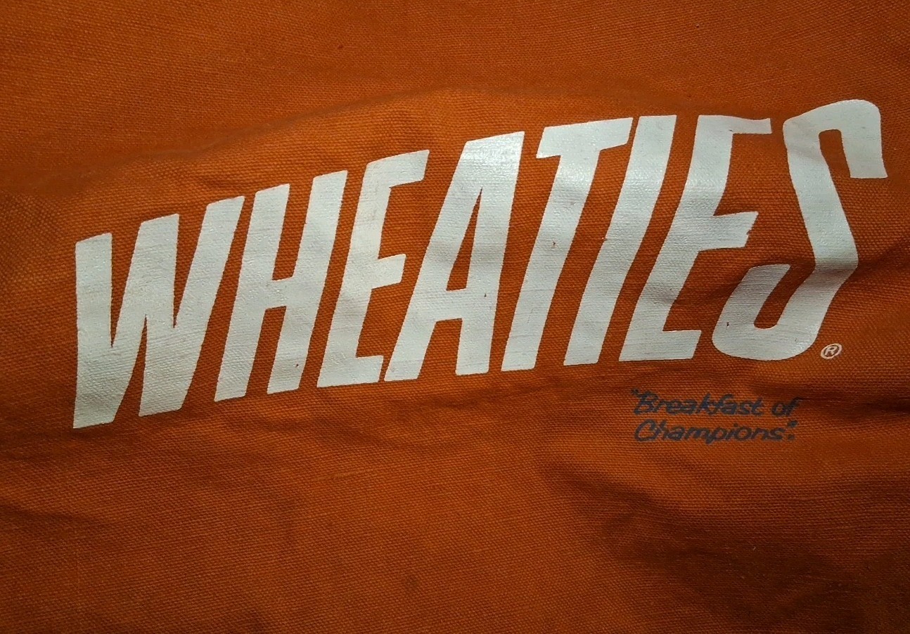 Wheaties Leisure Junior Vintage Orange Cotton Gym Bag 15″x8″x8″ Talon Zipper