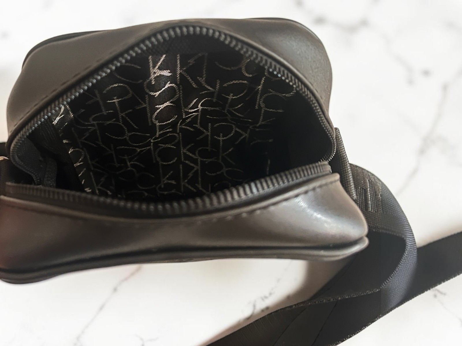 Calvin Klein Men’s Shoulder Bag – CK Monogram Black Crossbody Shoulder Bag Man