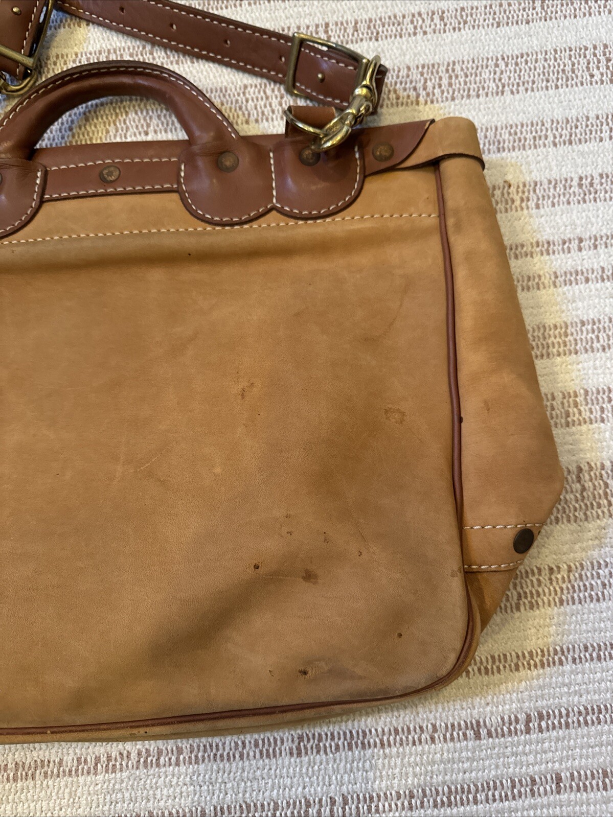 McGuire Nicholas Two Tone Leather Messenger Bag VGUC