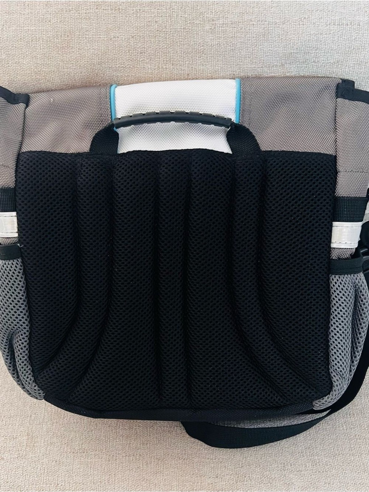 Men’s Gray and Black Backpack with Padded Mesh Back