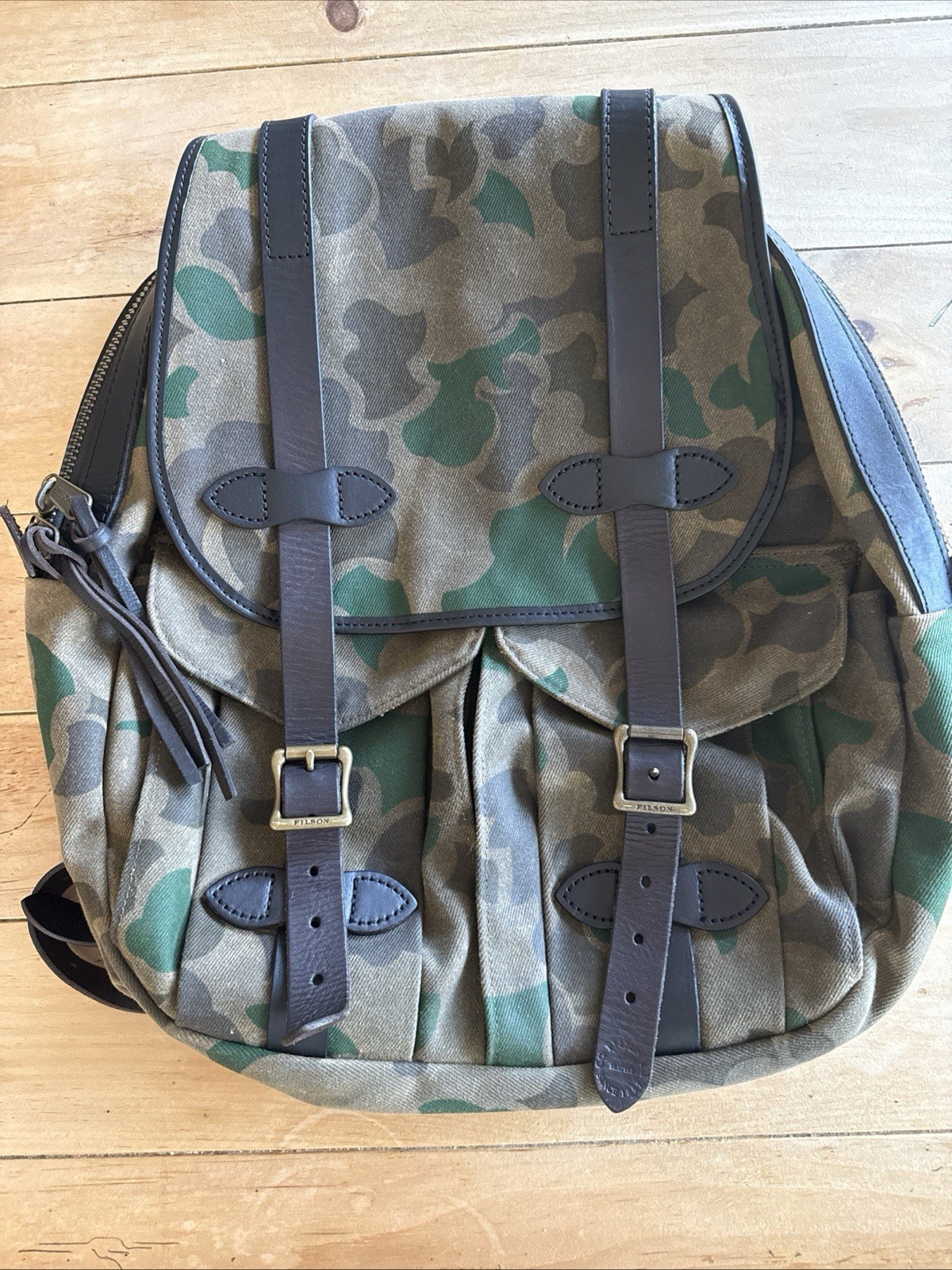 Filson Large Rugged Twill Rucksack Backpack Made In USA Camo Canvas